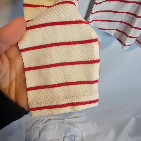 Universal Standard Long Sleeve Striped T-Shirt Top Red Cream 4XS=XS NWT - Picture 2 of 8